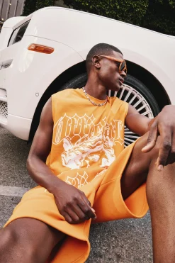 Oversized Official Large Print Tank & Short Set | BoohooMAN UK