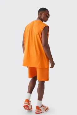 Oversized Official Large Print Tank & Short Set | BoohooMAN UK