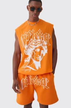 Oversized Official Large Print Tank & Short Set | BoohooMAN UK