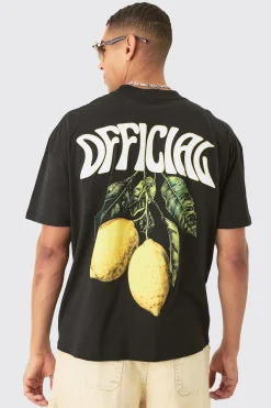 Oversized Official Lemon Back Print T-shirt | BoohooMAN UK
