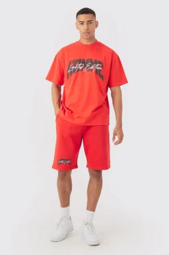 Oversized Official Man T-shirt & Short Set | BoohooMAN UK