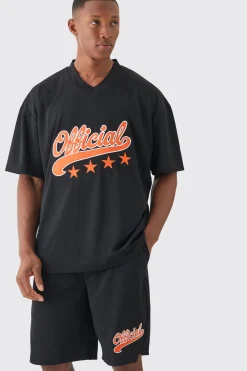 Oversized Official Mesh Varsity Top And Basketball Shorts Set | BoohooMAN UK