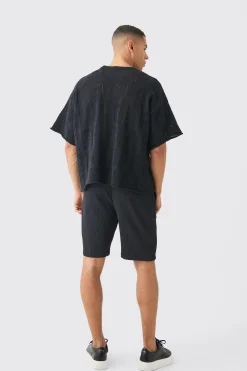 Oversized Official Open Stitch T-shirt In Black | BoohooMAN UK