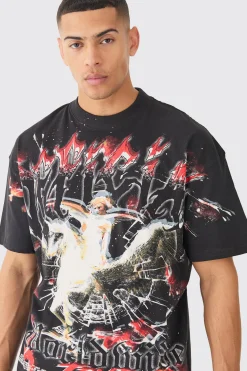Oversized Official Over Seams Graphic T-shirt | BoohooMAN UK