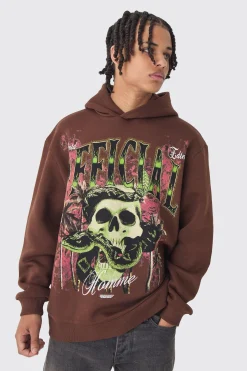 Oversized Official Skull Large Scale Graphic Hoodie | BoohooMAN UK