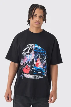 Oversized Official Split Print T-Shirt | BoohooMAN UK