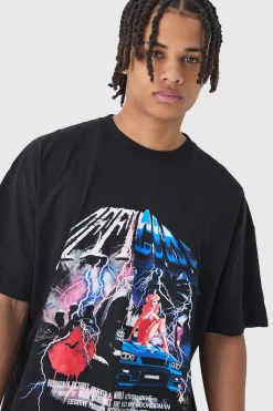 Oversized Official Split Print T-Shirt | BoohooMAN UK
