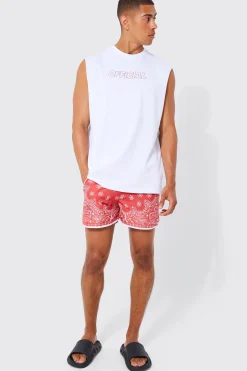Oversized Official Tank & Bandana Swim Set | BoohooMAN UK