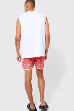 Oversized Official Tank & Bandana Swim Set | BoohooMAN UK