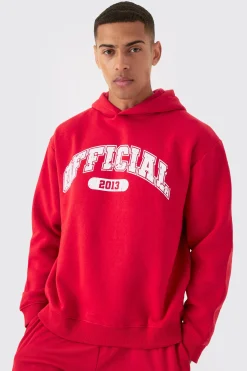 Oversized Official Varsity Hoodie And Basketball Short Tracksuit | BoohooMAN UK