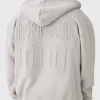 Oversized Official Varsity Embossed Zip Through Hoodie | BoohooMAN UK
