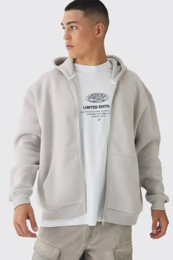 Oversized Official Varsity Embossed Zip Through Hoodie | BoohooMAN UK