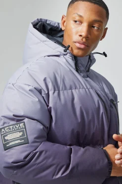 Oversized Ombre Print Ski Puffer Jacket | BoohooMAN UK