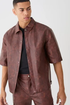 Oversized Ombre Pu Shirt | BoohooMAN UK
