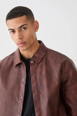 Oversized Ombre Pu Shirt | BoohooMAN UK