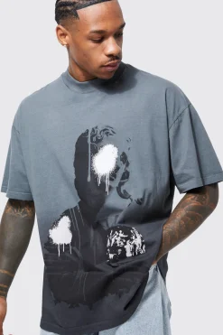 Oversized Ombre Statue Printed T-shirt | BoohooMAN UK