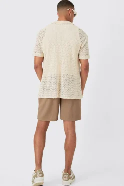 Oversized Open Knit Shirt | BoohooMAN UK