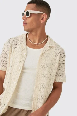 Oversized Open Knit Shirt | BoohooMAN UK
