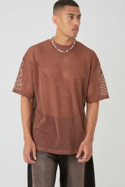 Oversized Open Mesh T-shirt | BoohooMAN UK