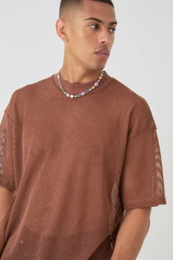 Oversized Open Mesh T-shirt | BoohooMAN UK
