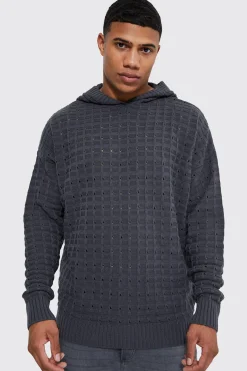 Oversized Open Stitch Hoodie | BoohooMAN UK