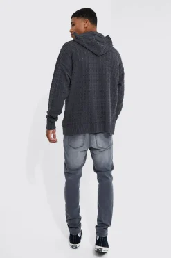 Oversized Open Stitch Hoodie | BoohooMAN UK