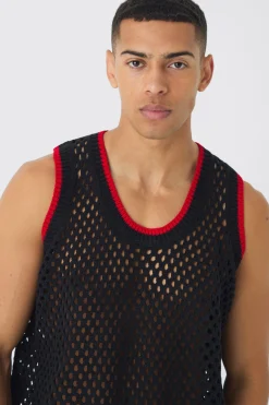 Oversized Open Stitch Knitted Vest | BoohooMAN UK