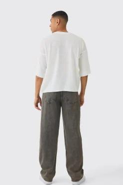Oversized Open Stitch Nirvana License Printed Knitted T-shirt | BoohooMAN UK