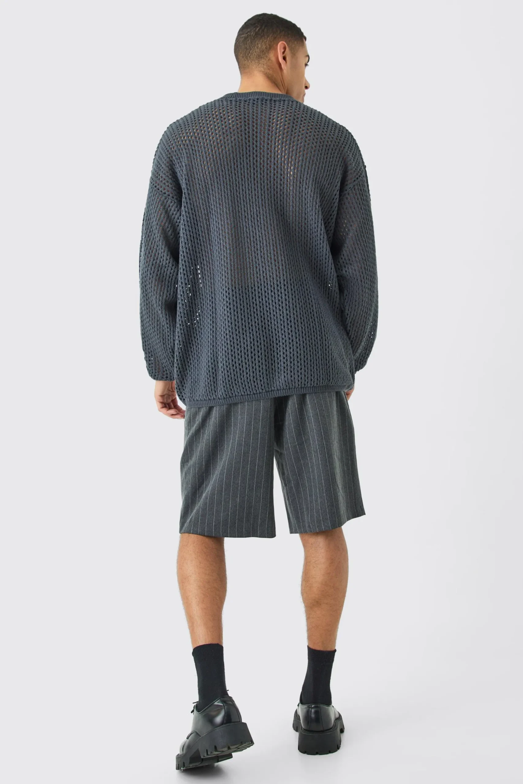 Oversized Open Stitch Palm Knitted Jumper | BoohooMAN UK