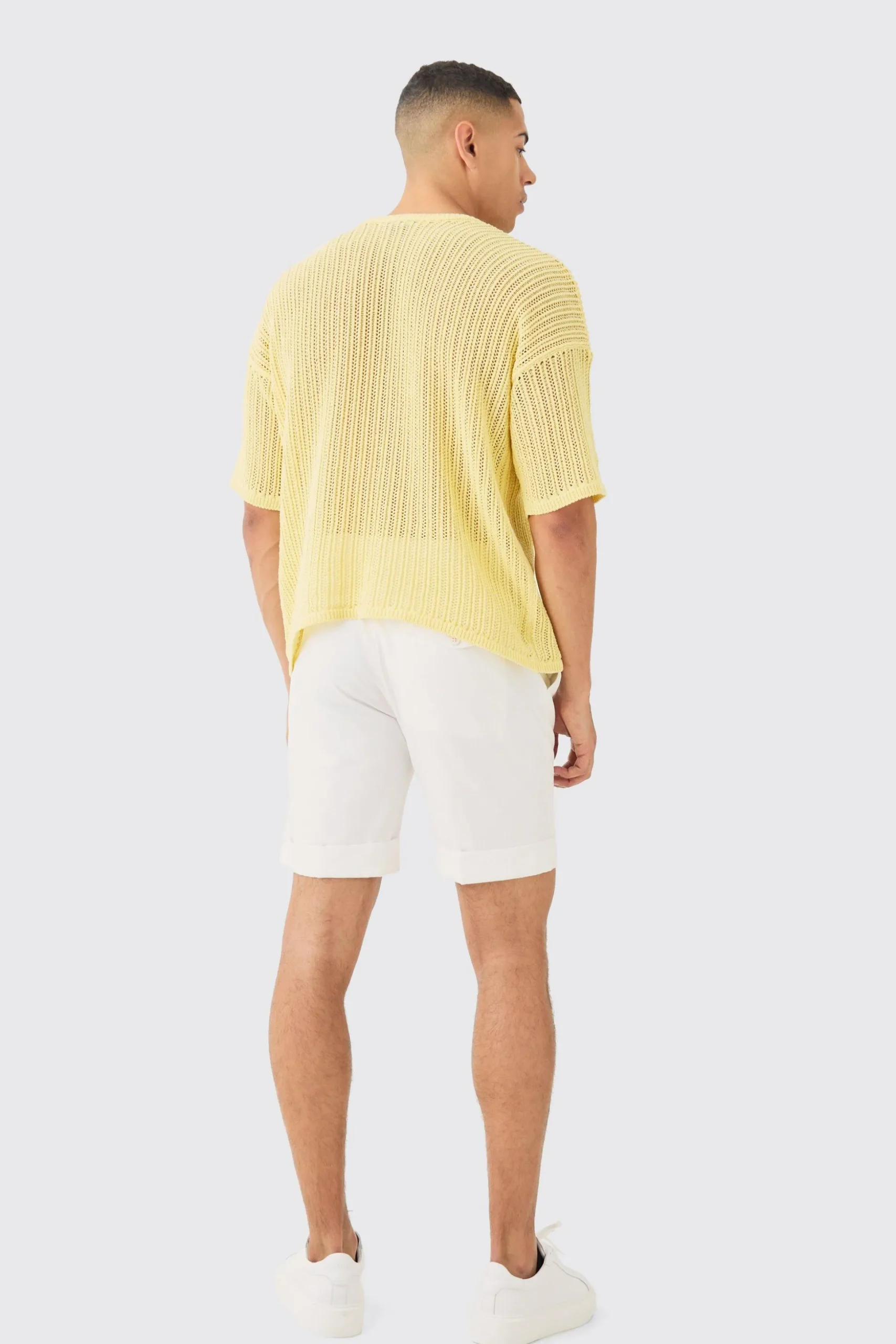 Oversized Open Stitch Pocket T-shirt In Yellow | BoohooMAN UK