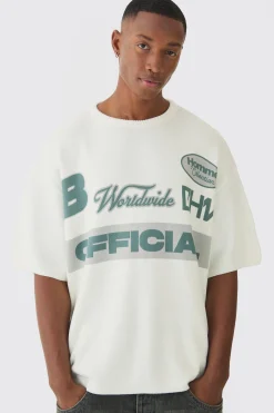 Oversized Open Stitch Printed Knitted T-shirt | BoohooMAN UK