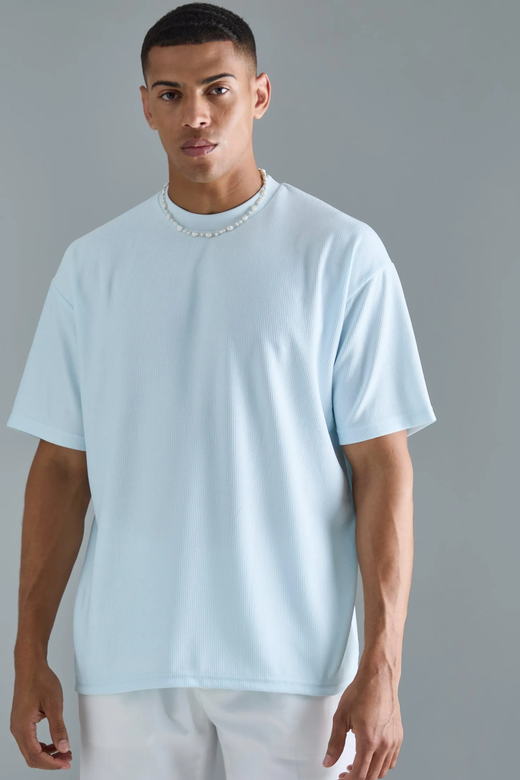 Oversized Ottoman Rib T-Shirt | BoohooMAN UK