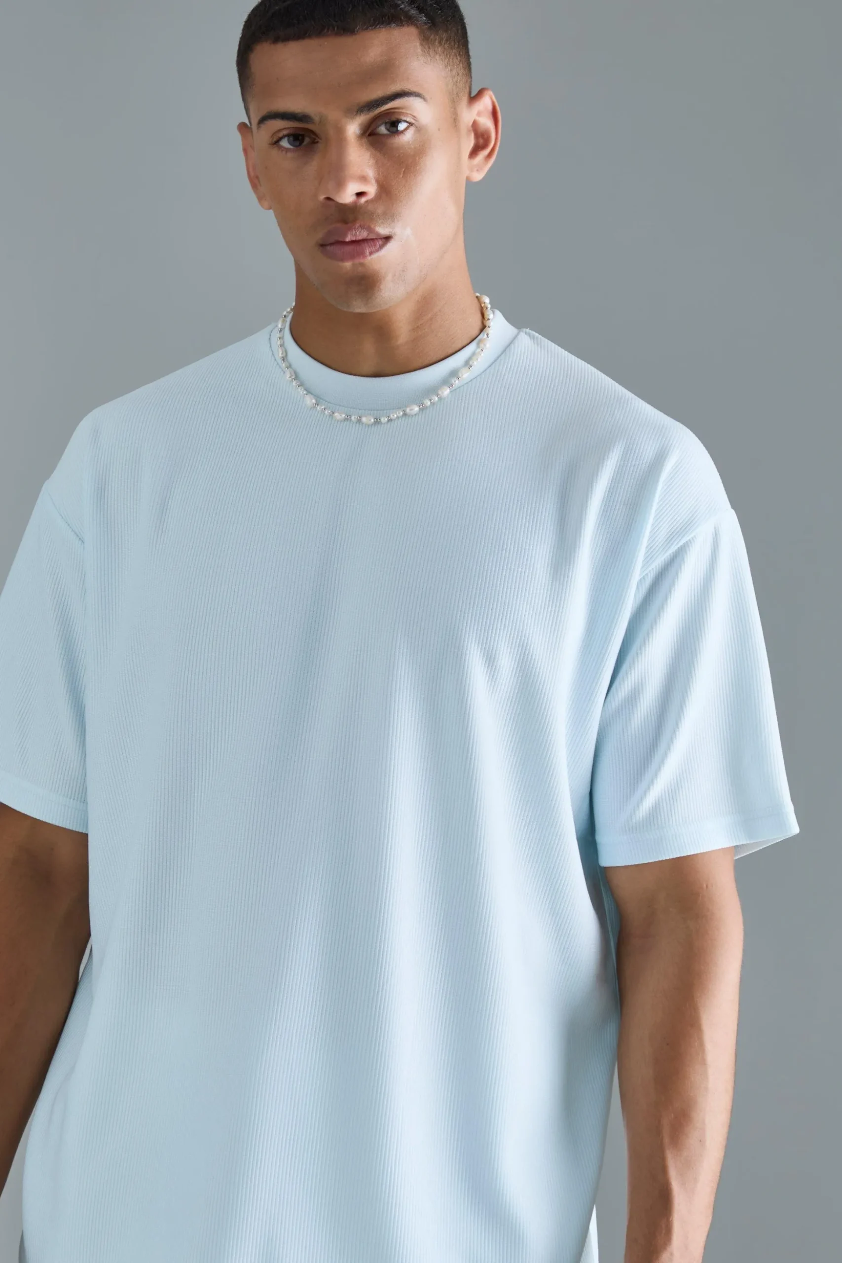 Oversized Ottoman Rib T-Shirt | BoohooMAN UK