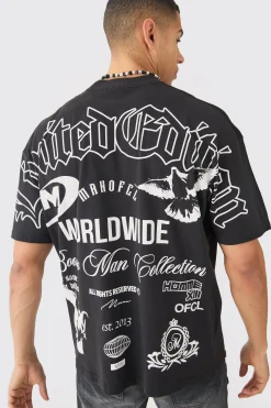 Oversized Over Seams Branded T-shirt | BoohooMAN UK