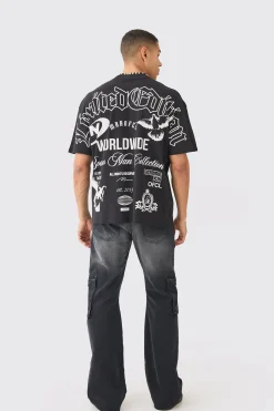 Oversized Over Seams Branded T-shirt | BoohooMAN UK