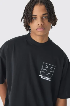Oversized Over Seams Extended Neck Dragon Print T-Shirt | BoohooMAN UK