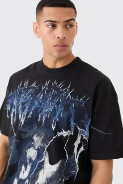 Oversized Over Seams Gothic Dove Graphic T-shirt | BoohooMAN UK