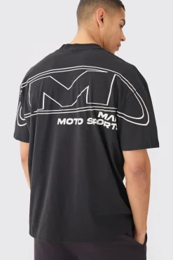 Oversized Over Seams Moto Sport T-shirt | BoohooMAN UK