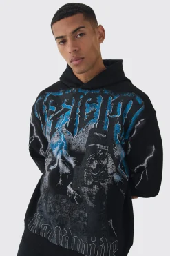 Oversized Over Seams Official Gravestone Graphic Hoodie | BoohooMAN UK