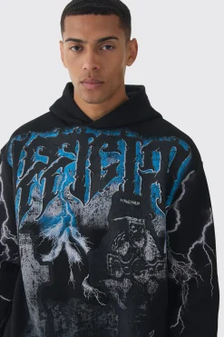Oversized Over Seams Official Gravestone Graphic Hoodie | BoohooMAN UK