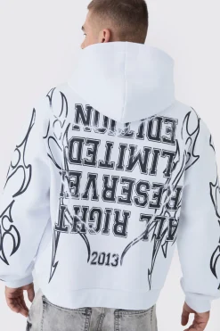 Oversized Over Seams Rottweiler Lightning Graphic Hoodie | BoohooMAN UK