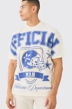 Oversized Over Seams Varsity Graphic T-shirt | BoohooMAN UK