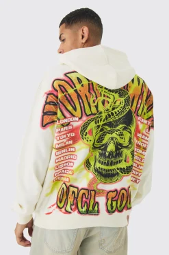 Oversized Over The Seams Ofcl Tour Back Graphic Hoodie | BoohooMAN UK