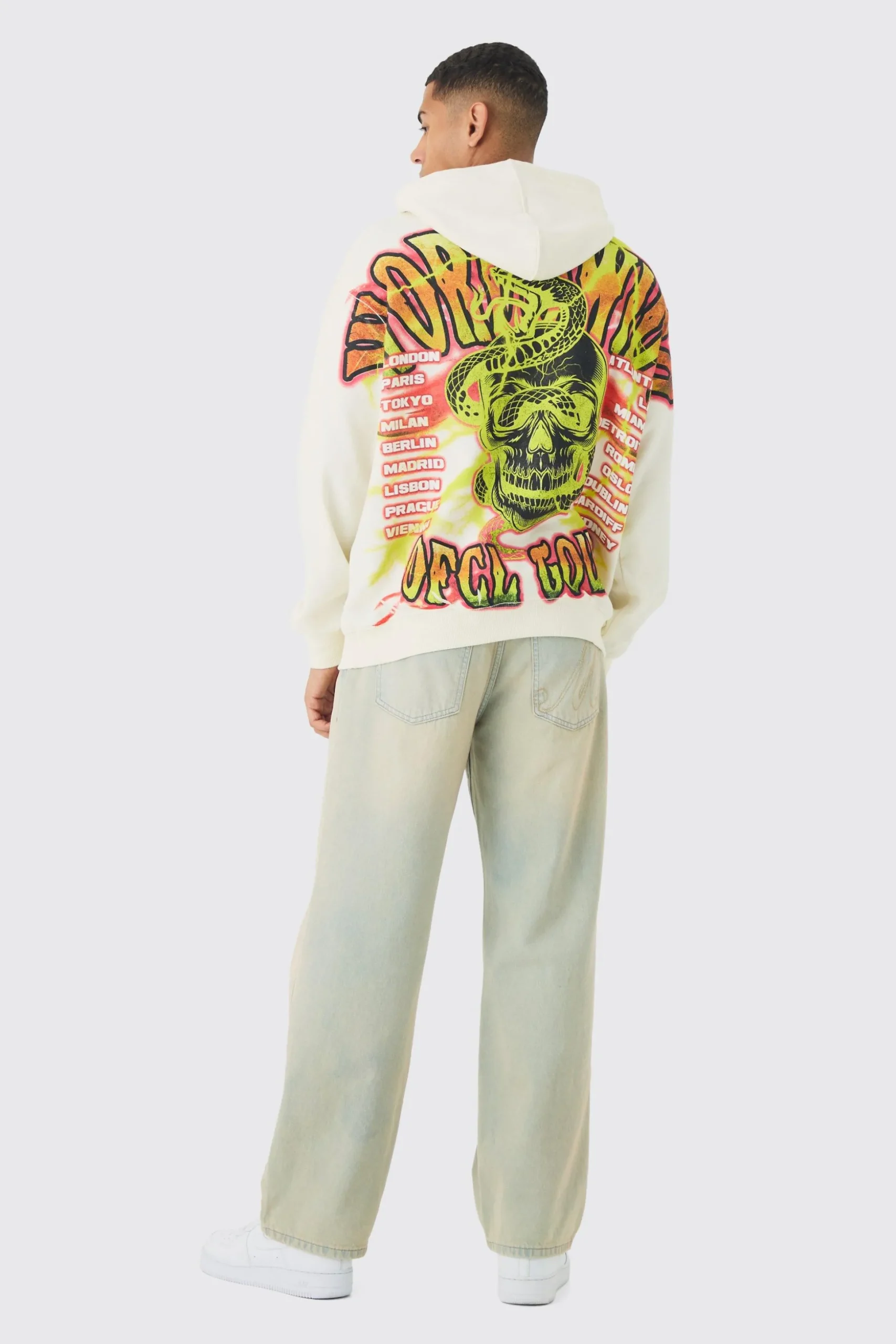 Oversized Over The Seams Ofcl Tour Back Graphic Hoodie | BoohooMAN UK