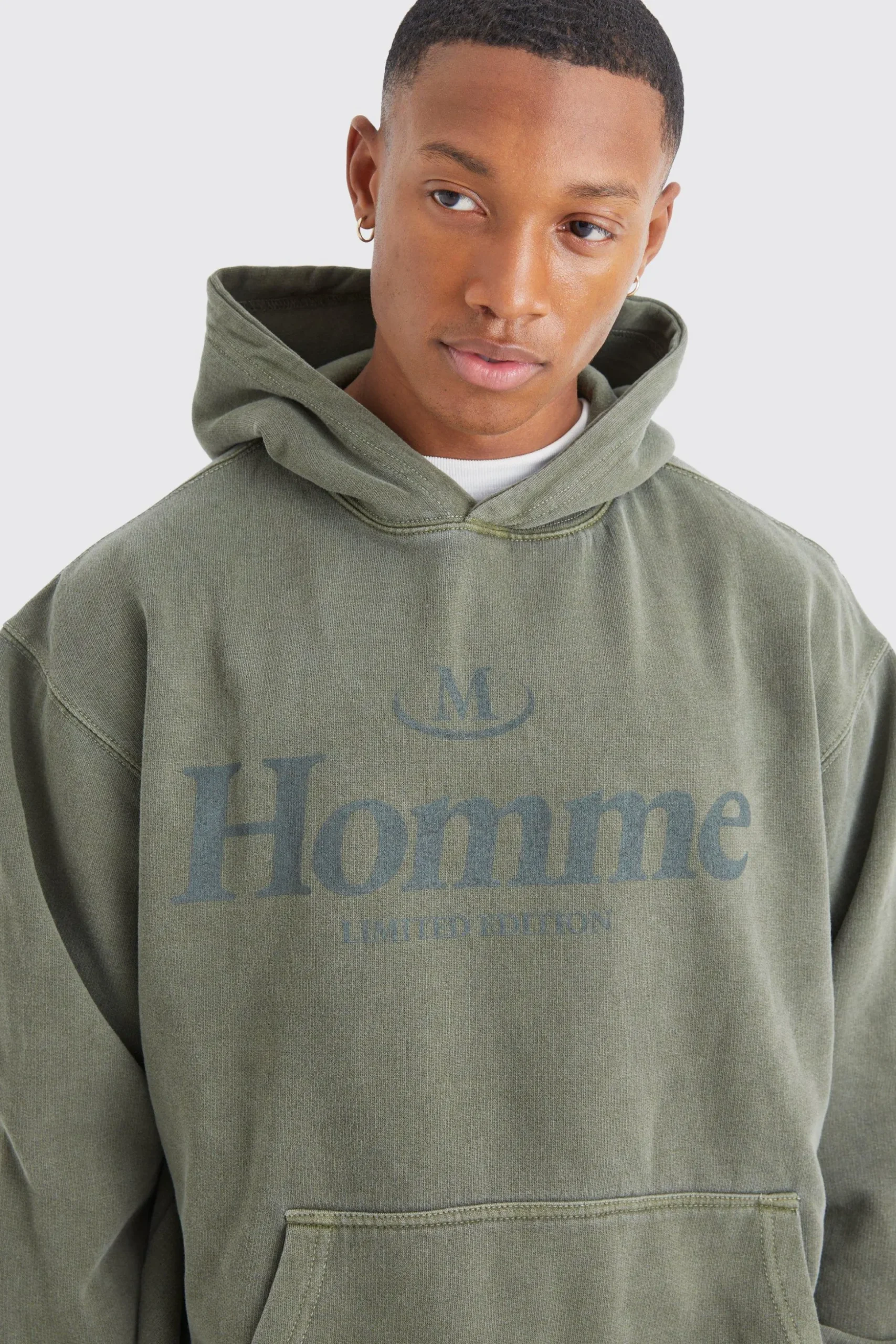 Oversized Overdye Homme Graphic Hoodie | BoohooMAN UK