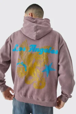 Oversized Overdye Los Angeles Hoodie | BoohooMAN UK