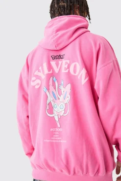 Oversized Overdye Pokemon Sylveon License Hoodie | BoohooMAN UK