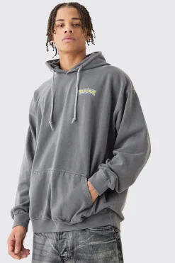 Oversized Overdye Pokemon Lucario License Hoodie | BoohooMAN UK