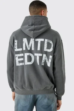 Oversized Overdyed Lmtd Graphic Hoodie | BoohooMAN UK
