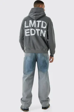 Oversized Overdyed Lmtd Graphic Hoodie | BoohooMAN UK